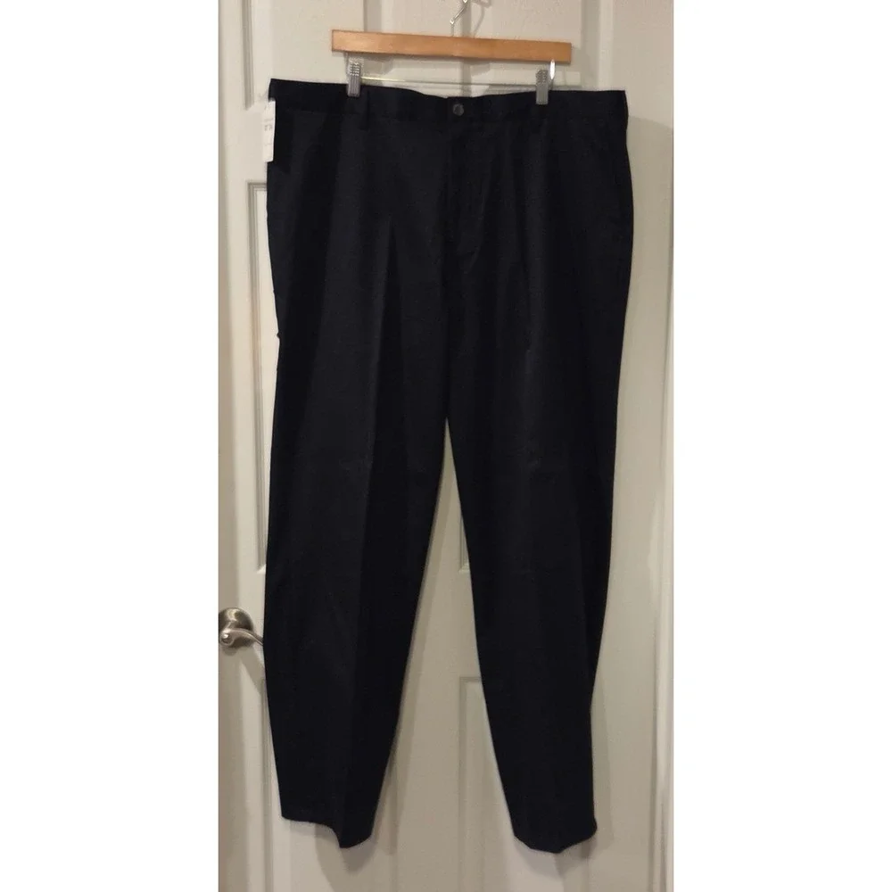 NWT Dockers Signature Khaki Pants Mens 42x34 Navy Blue Classic Fit Flat Front